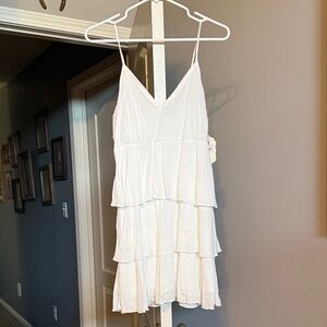 Altar'd State White Tiered Spaghetti Strap Mini Dress